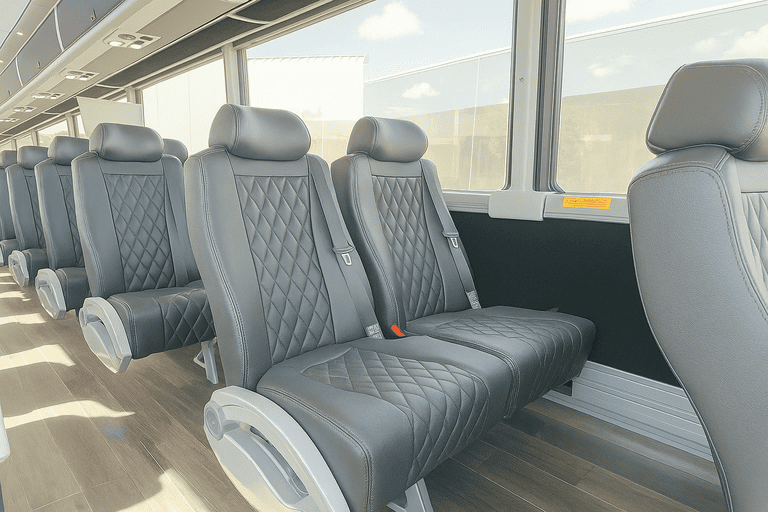 interior of Frisco Shuttle Bus Rentals charter bus